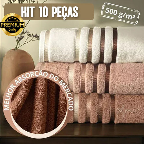 Kit Com 10 Toalhas Super Banhão Fio Penteado Lumina